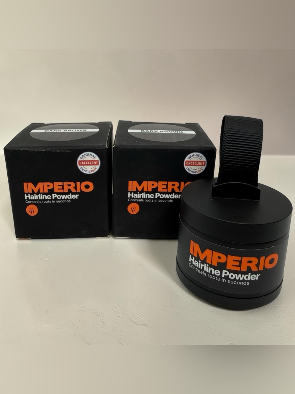 IMPERIO Root Touch Up Hair Powder Dark Brown 2 Pack Hairline Cover Thinning